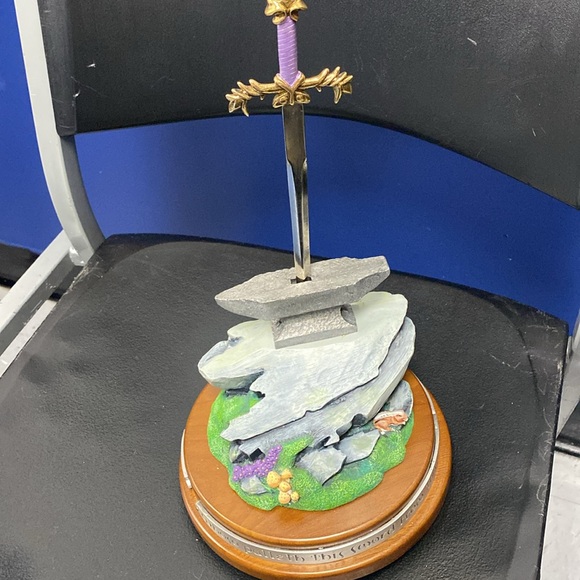 Excalibur Sword, Stone & Anvil Statue 24Kt Gold Plating by Factory X New In Box - Picture 7 of 16